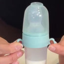 Tetero Biberón Dispensador Alimentos Bebés 40 Ml Uso Verde Chupo 3 Tamaño Alimento + Cuchara Dispensar Ayuda Habilidades Control Sin Bpa Libre Bps Sin Ftalatos Silicona Grado Alimenticio Versátil