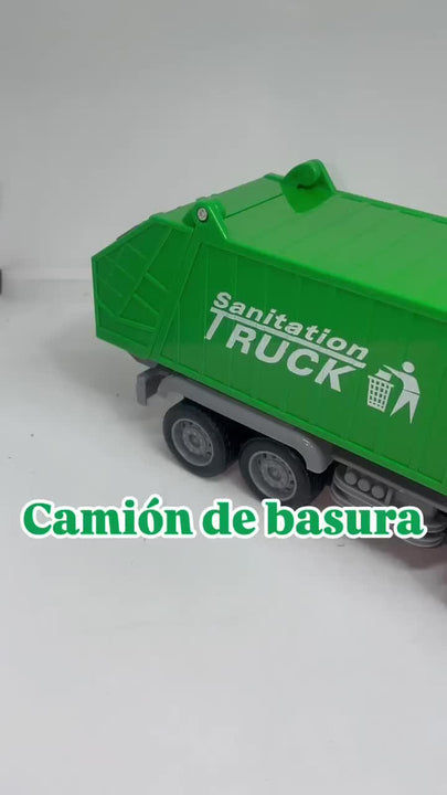 Camión De Basura Compactador De Impulsó Regalo Niños - Verde