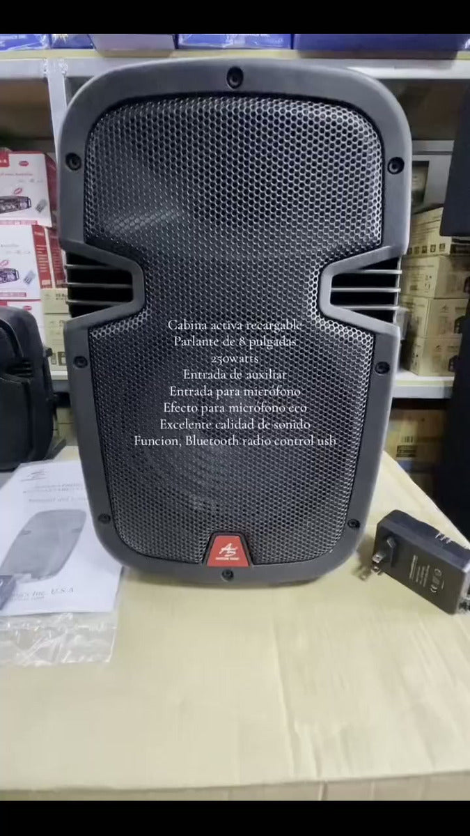 Cabina De Sonido Recargable American Sound 8 Pulgadas Blueto Negro