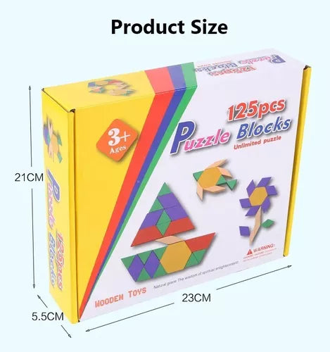 Puzzle Rompecabezas Geométrico De Madera Para Niños 125pc