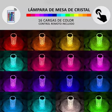 Lampara Luna 3d Diamante Colores Galaxia Base + Control Rgb