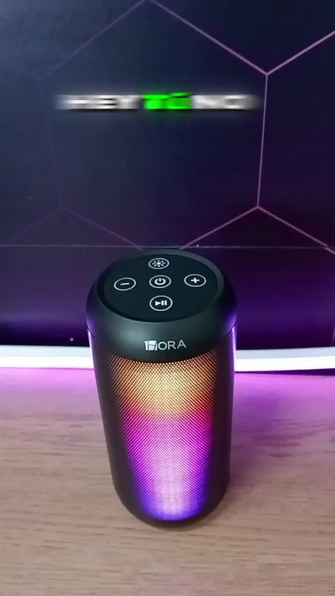Parlante Bluetooth Portátil 1Hora BOC242 FM Bocina con Luces RGB Conectividad AUX/USB/TF Color Negro Ideal para Fiestas y Cumpleaños