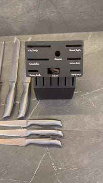 Juego Cuchillos Cocina Set 15 Piezas Acero Base De Madera