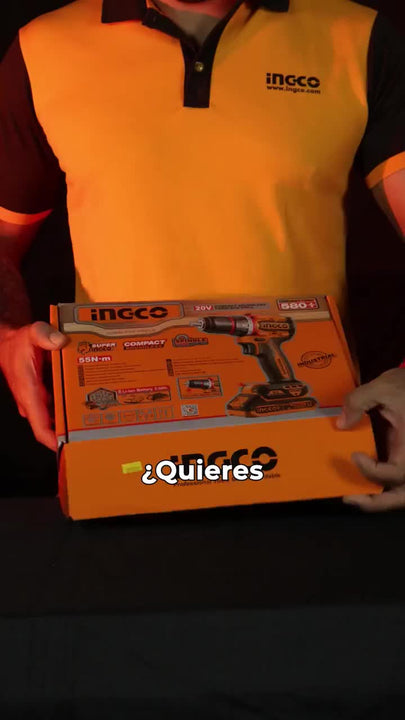 Taladro Inalámbrico Ingco 20v 1/2 Con Batería Y Cargador - Naranja Claro - 50/60hz