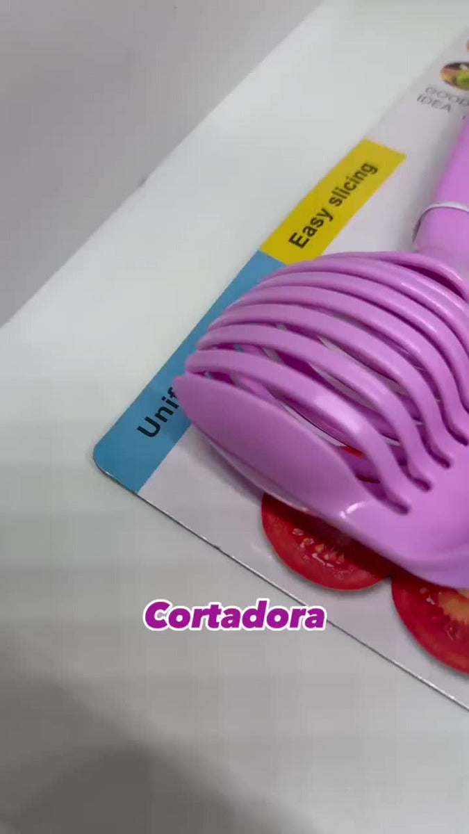 Cortadora De Frutas, Verduras, Papas Y Pinzas De 2 Piezas Rosa Chicle