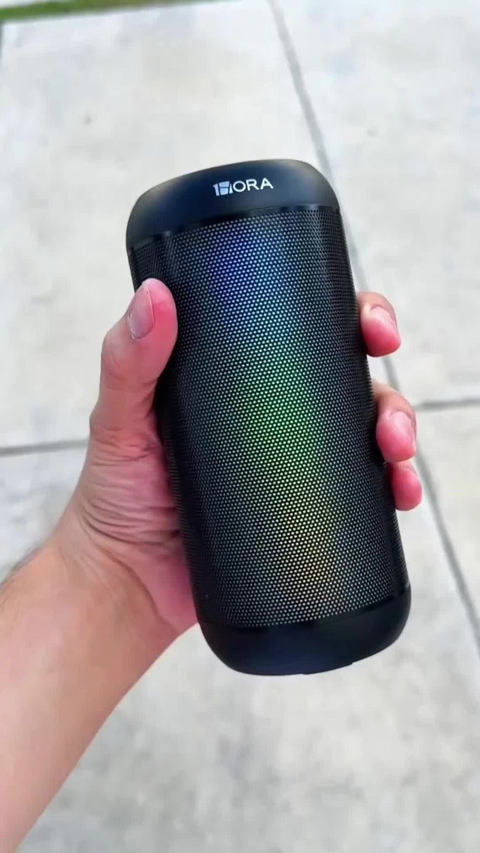 Parlante Bluetooth Portátil 1Hora BOC242 FM Bocina con Luces RGB Conectividad AUX/USB/TF Color Negro Ideal para Fiestas y Cumpleaños
