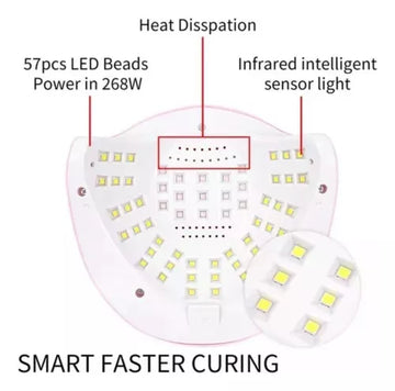 Lampara De Secado De Uñas Uv Led Sun S8 Pro 268w Fucsia