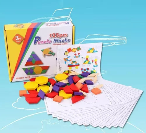 Puzzle Rompecabezas Geométrico De Madera Para Niños 125pc