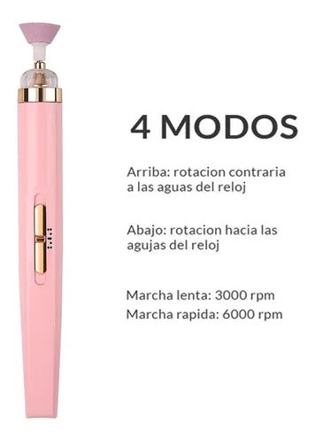 Pulidor Eléctrico Lima Uñas Manicure Recargable Pedicure Luz