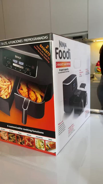 Freidora De Aire 2 Canastas 7.6 Lts Ninja Dz201 Gris Color Gris oscuro