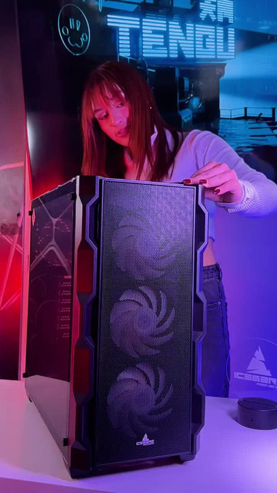 Gabinete Gamer Iceberg Titan M4 Eatx 6 Fan Argb 4000d Color Negro