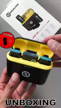 Micrófono inalámbrico Hollyland Lark M1 de doble solapa para teléfonos inteligentes de color negro