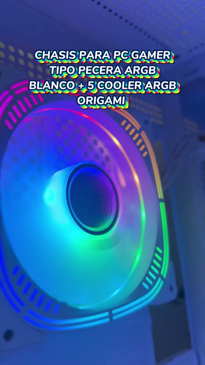 Gabinete Chasis Para Pc Gamer Pecera Argb Blanco + 5 Cooler
