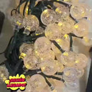 Luces Navideñas 50 Led Globos Solar Navidad Guirnalda 8 Modo Amarillo Cálido