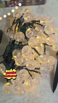 Luces Navideñas 50 Led Globos Solar Navidad Guirnalda 8 Modo Amarillo Cálido