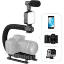Estabilizador Cámara Y Celular Luz Led Micrófono Con Control Color Negro