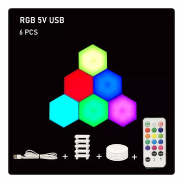 Paneles De Luz Led Rgb Hexagonal Táctil Decoración Creativa