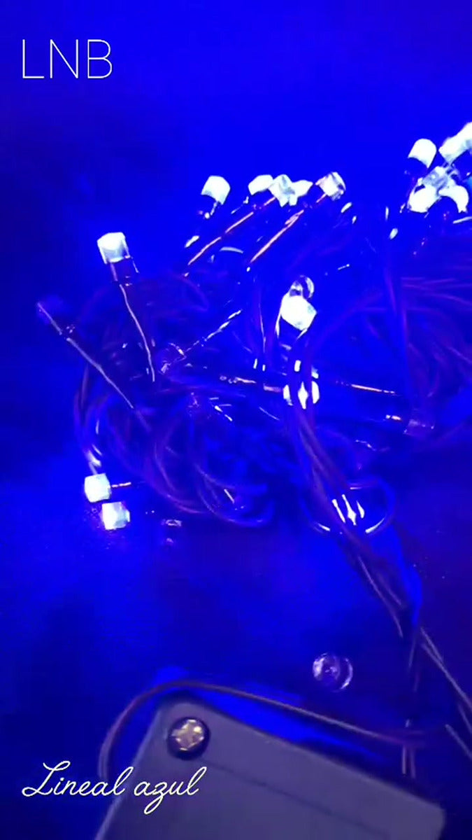 Serie Navideña Luz Led Azul X100 Luces Cable Verde Paq. X1