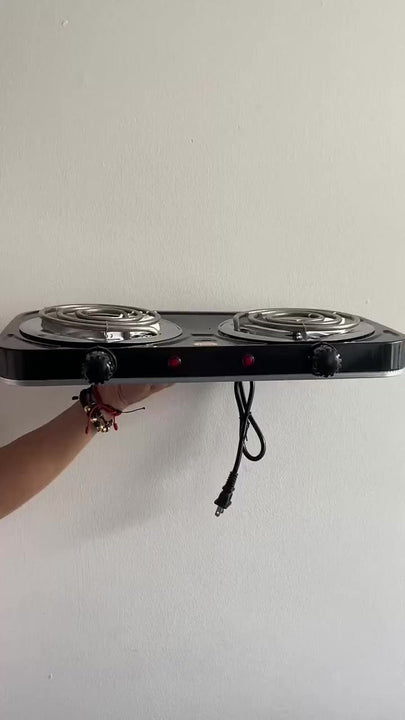 Fogon Estufa Electrica Portatil Blanca 2 Puestos Quemadores Potencia 2000W Cocina Compacta Resistente Hogar Oficina Viajes Camping Practica Rapida Segura Limpieza Sencilla Impovd