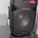 Cabina Aiwa AWSP15TWL Bluetooth Radio Fm Microfono Tripode Color Negro