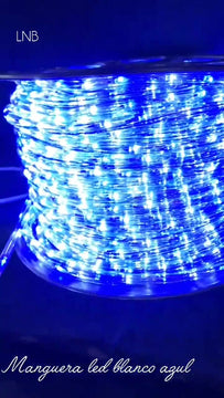 Manguera Led 3 Vias Luces Navideñas X 7mt Blanco Y Azul