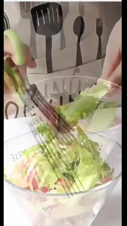 Tijeras de cocina con 5 cuchillas para cortar ensaladas, hierbas y condimentos