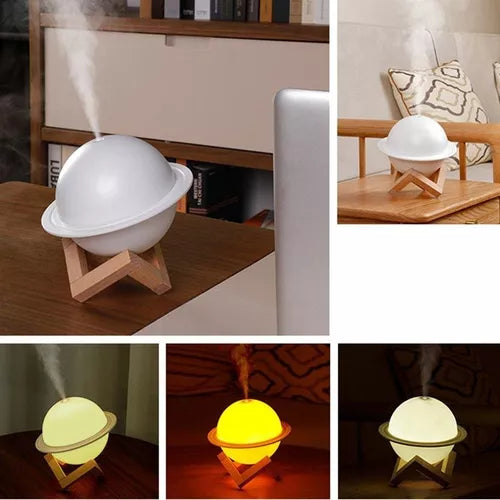 Lampara Humidificador Saturno 3d Led Difusor + Esencia