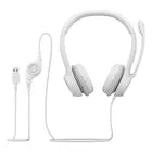 Auriculares USB Logitech H390 con control de volumen, silenciadores, color blanco