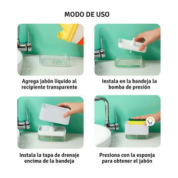 Dispensador Jabón Lavaplatos Esponja Cocina Jsm-127