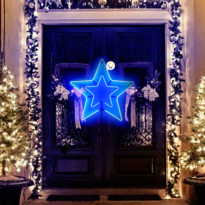 Estrella Luz Neón 5 Puntas Ventana Puerta Navidad 2202