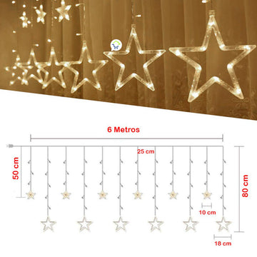 Extensión Luces Led Estrella X6 Metros Luz Navidad Cálida 2095