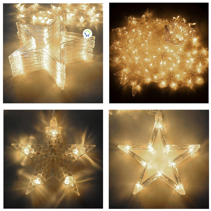 Extensión Luces Led Estrella X6 Metros Luz Navidad Cálida 2095