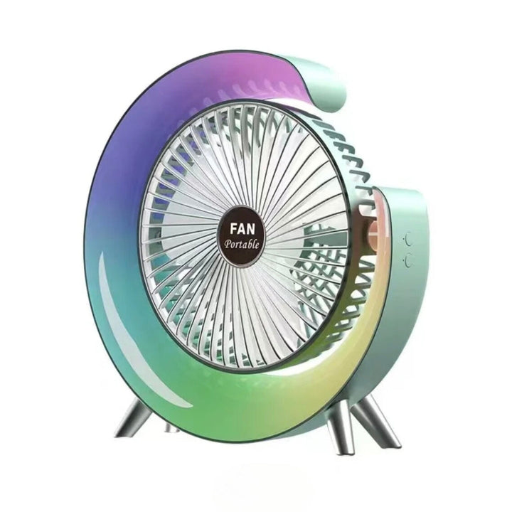 Mini Ventilador De Mesa Recargable Con Luz Led F10