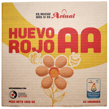 HUEVO AVINAL AA ROJO 30U FUNDA BIODEGRA