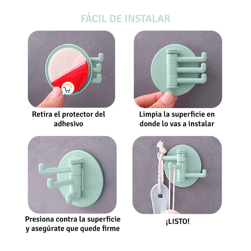 Gancho Adhesivo Giratorio X3 Organizador De 3 Brazos Multiusos 22039