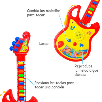 Guitarra De Juguete Micrófono Luces Y Sonido Niños 719