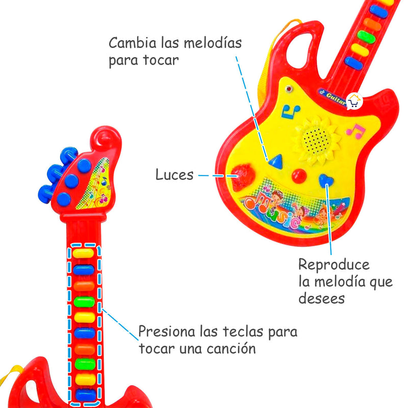 Guitarra De Juguete Micrófono Luces Y Sonido Niños 719