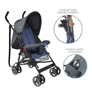 COCHE PASEADOR FUTURE - AZUL HAPPY BABY