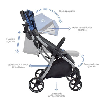 COCHE PARA BEBÉ ESTÁNDAR NOVA - AZUL PRIORI