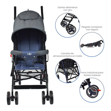 COCHE PASEADOR FUTURE AZUL HAPPY BABY