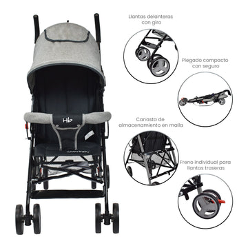 COCHE PASEADOR FUTURE - GRIS HAPPY BABY