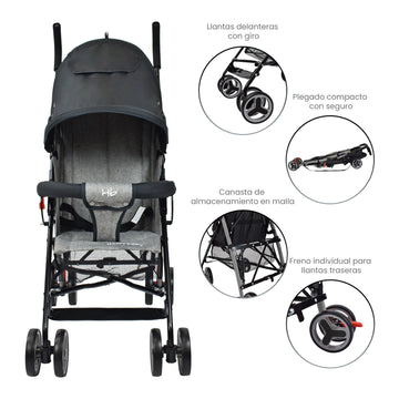 COCHE PASEADOR FUTURE - NEGRO HAPPY BABY