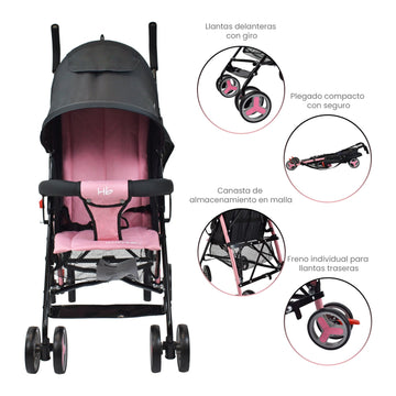 COCHE PASEADOR FUTURE - ROSADO HAPPY BABY