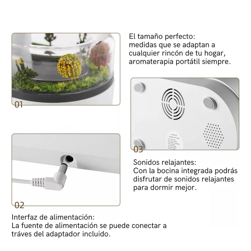 BosqueVivo™ – Relajación Natural con Lluvia y Aromas Humidificador