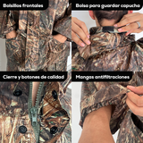 Impermeable Moto Camuflado 2 Piezas Chaqueta Capucha + Pantalón + Bolso 188
