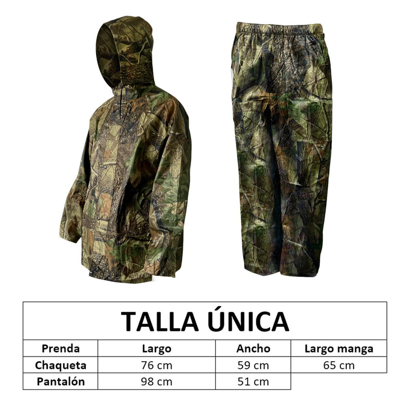 Impermeable Moto Camuflado 2 Piezas Chaqueta Capucha + Pantalón + Bolso 189