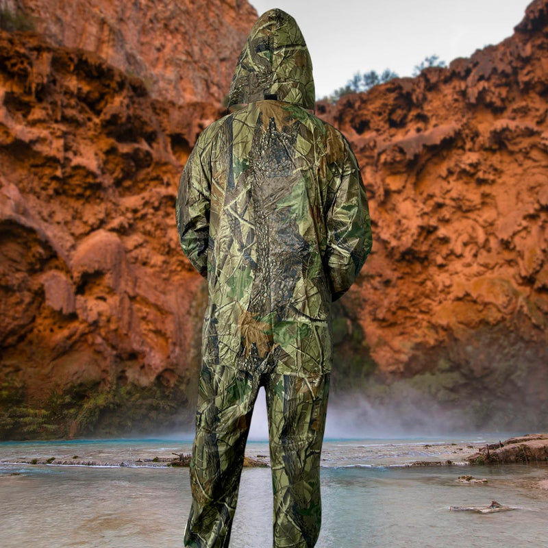 Impermeable Moto Camuflado 2 Piezas Chaqueta Capucha + Pantalón + Bolso 189