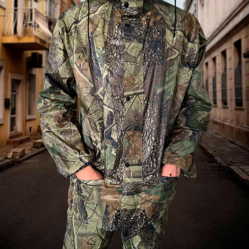 Impermeable Moto Camuflado 2 Piezas Chaqueta Capucha + Pantalón + Bolso 189
