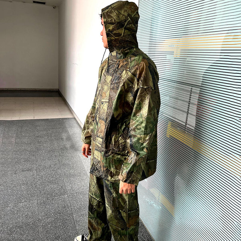 Impermeable Moto Camuflado 2 Piezas Chaqueta Capucha + Pantalón + Bolso 189