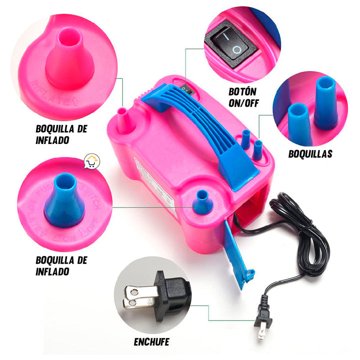 Inflador De Globos Eléctrico Automático Doble Boquilla 73005